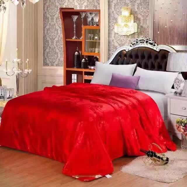 仿真丝红色蚕丝被